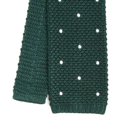 CRAVATTA TRICOT IN SETA VERDE SCURO Pois beige
