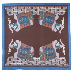 FOULARD BLUETTE E MARRONE SCURO IN LANA Motivo etnico