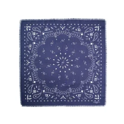 FOULARD IN LANA, CASHMERE E SETA 65 BLU SCURO Paisley