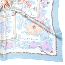 FOULARD IN SETA 90 AZZURRO La rosa canina