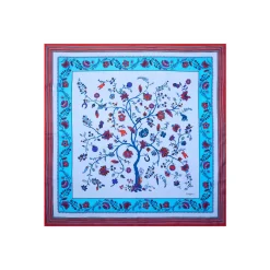 FOULARD IN SETA 90 AZZURRO L'albero della vita