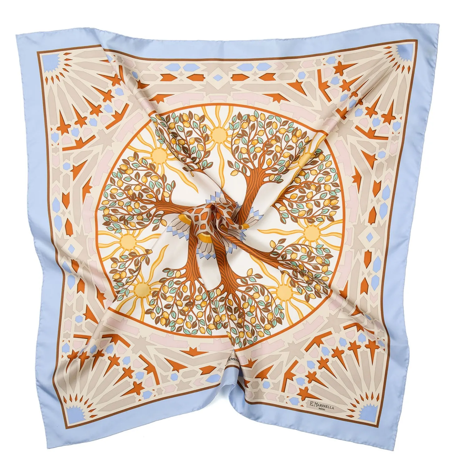 FOULARD IN SETA 90 AZZURRO Mosaico