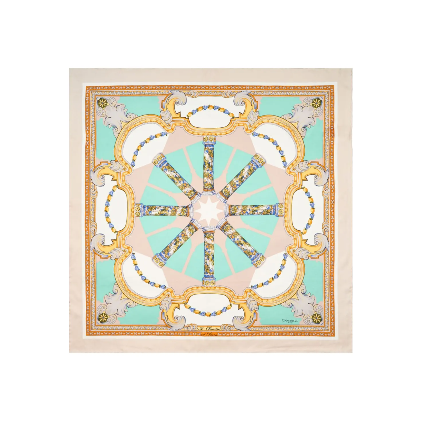 FOULARD IN SETA 90 BEIGE Il chiostro di santa chiara