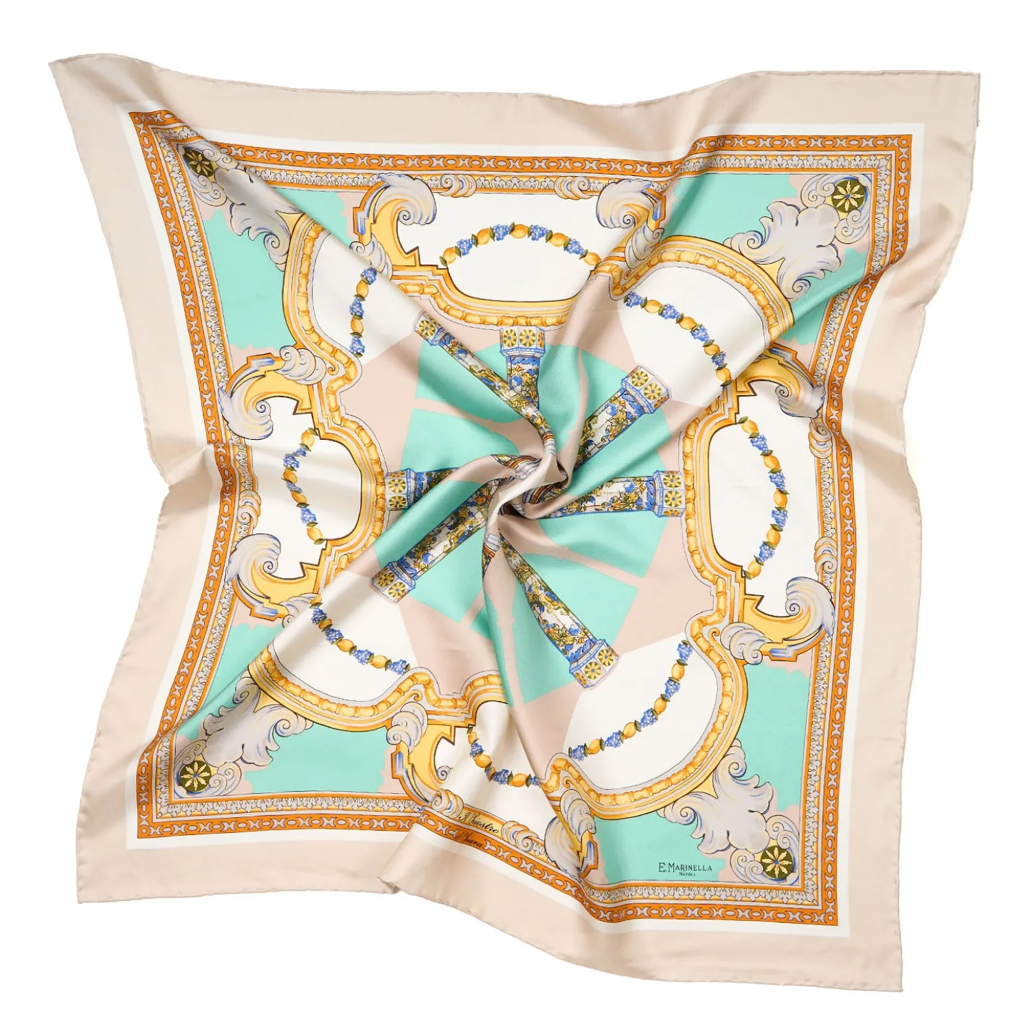 FOULARD IN SETA 90 BEIGE Il chiostro di santa chiara