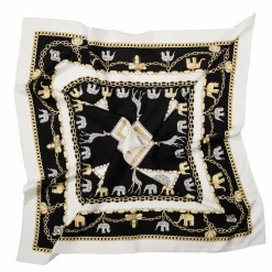 FOULARD IN SETA 90 BIANCO Elefanti portafortuna