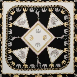 FOULARD IN SETA 90 BIANCO Elefanti portafortuna