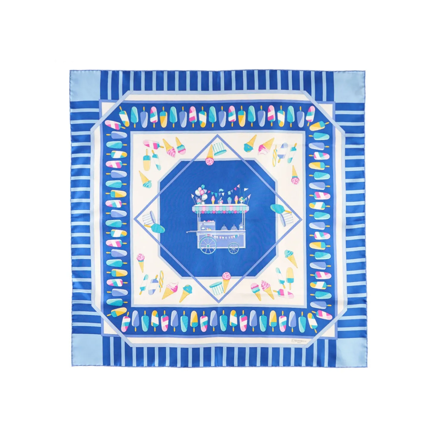 FOULARD IN SETA 90 BLU La gelateria