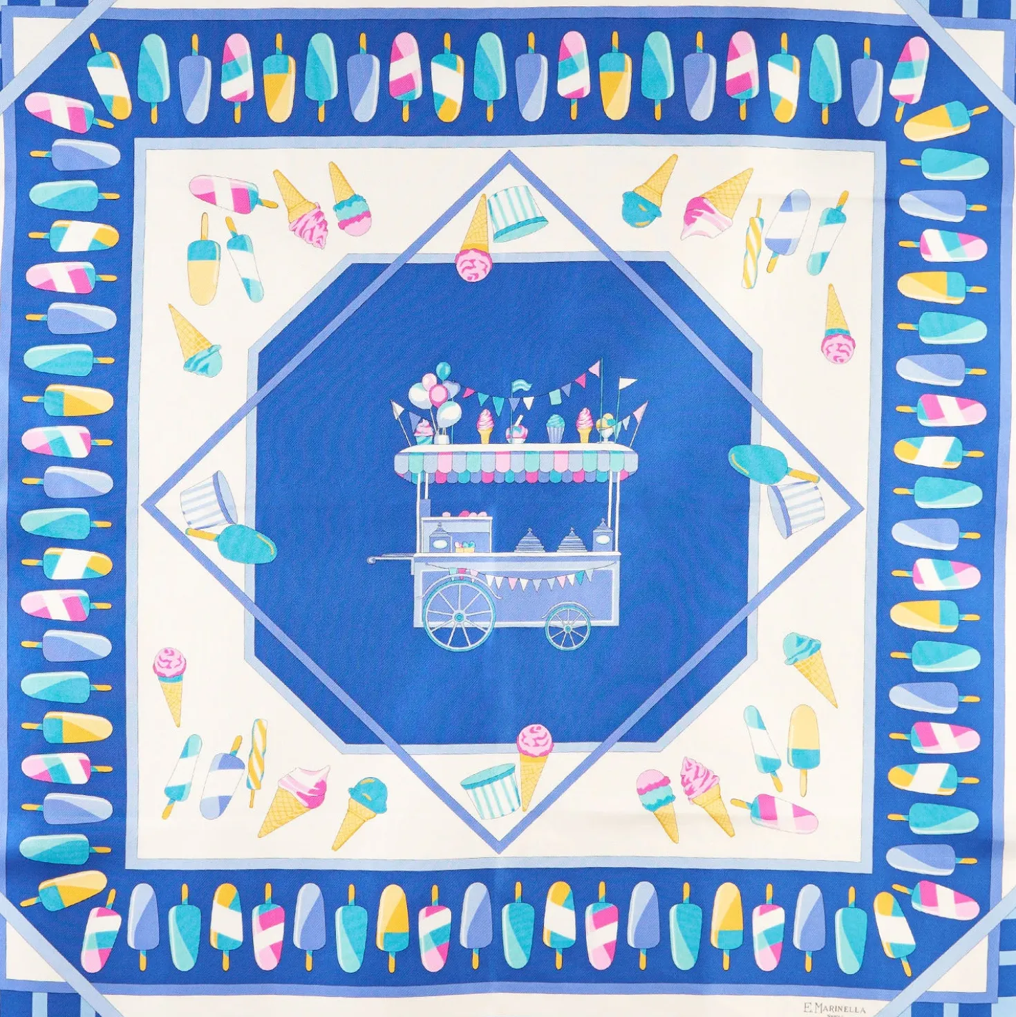 FOULARD IN SETA 90 BLU La gelateria