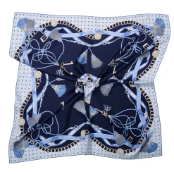 FOULARD IN SETA 90 BLU Microfantasia, nappine e chiavi