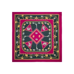 FOULARD IN SETA 90 FUCSIA Elefanti portafortuna