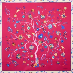 FOULARD IN SETA 90 FUCSIA L'albero della vita