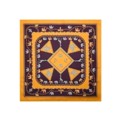 FOULARD IN SETA 90 GIALLO Elefanti portafortuna