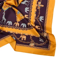 FOULARD IN SETA 90 GIALLO Elefanti portafortuna