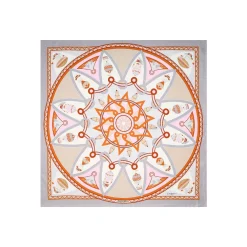 FOULARD IN SETA 90 GRIGIO CHIARO Le mongolfiere