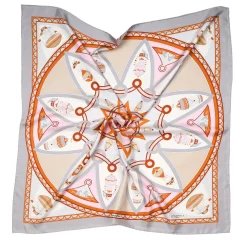 FOULARD IN SETA 90 GRIGIO CHIARO Le mongolfiere