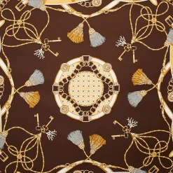 FOULARD IN SETA 90 MARRONE SCURO Microfantasia, nappine e chiavi