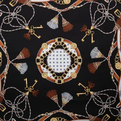 FOULARD IN SETA 90 NERO Microfantasia, nappine e chiavi