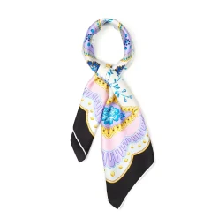 FOULARD IN SETA 90 NERO Motivo floreale