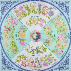 FOULARD IN SETA 90 VERDE La ruota delle stagioni
