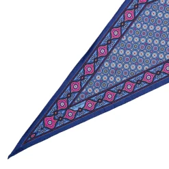 FOULARD ROMBO IN SETA AZZURRO POLVERE Microfantasia fiore
