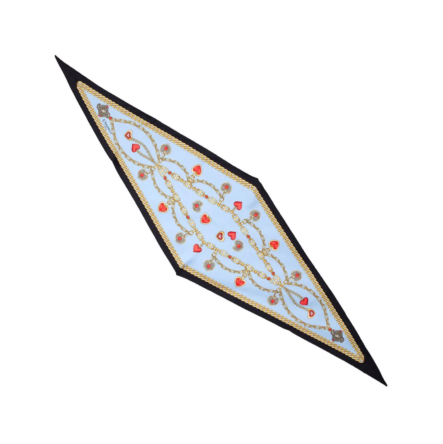 FOULARD ROMBO IN SETA AZZURRO Collezione san valentino