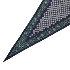 FOULARD ROMBO IN SETA BLU SCURO Microfantasia fiore
