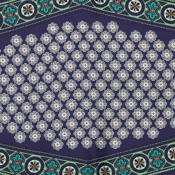 FOULARD ROMBO IN SETA BLU SCURO Microfantasia fiore