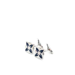 GEMELLI DA POLSO FIORE ARCHIVIO In argento e smalto blu