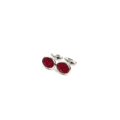 GEMELLI DA POLSO IN ARGENTO BORDEAUXCon microfantasia fiore