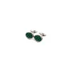 GEMELLI DA POLSO IN ARGENTO VERDE Con microfantasia fiore