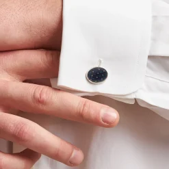GEMELLI DA POLSO IN ARGENTO BLUCon microfantasia fiore