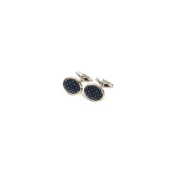 GEMELLI DA POLSO IN ARGENTO BLU SCURO Con microfantasia fiore