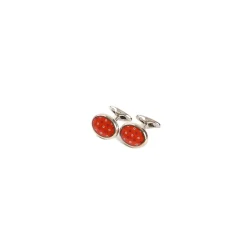 GEMELLI DA POLSO IN ARGENTO ROSSO Con microfantasia fiore