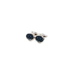 GEMELLI DA POLSO IN ARGENTO BLUCon microfantasia fiore