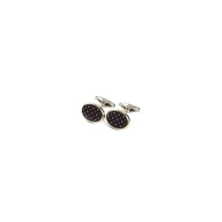 GEMELLI DA POLSO IN ARGENTO BLU SCURO Con microfantasia fiore