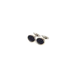 GEMELLI DA POLSO IN ARGENTO BLU Con microfantasia fiore