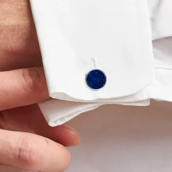GEMELLI DA POLSO TONDO CON LAPIS In argento
