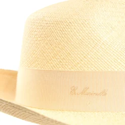 PANAMA MODELLO AMEDEO DETTAGLI IN SETA AZZURRI, 55 CM E. marinella x borsalino