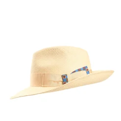 PANAMA MODELLO AMEDEO DETTAGLI IN SETA BLU, 60 CM E. marinella x borsalino