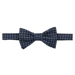 PAPILLON ANNODATO IN SETA BLU SCURO Microfantasia fiore