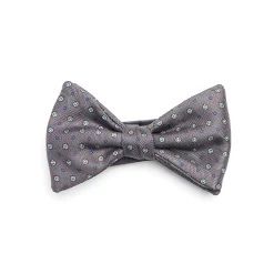 PAPILLON ANNODATO IN SETA GRIGIO SCURO Microfantasia fiore