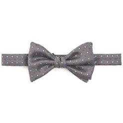 PAPILLON ANNODATO IN SETA GRIGIO SCURO Microfantasia fiore
