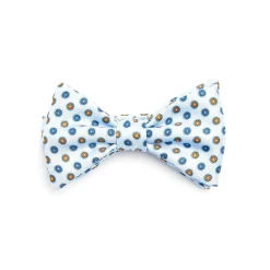 PAPILLON ANNODATO IN SETA AZZURRO Microfantasia fiore