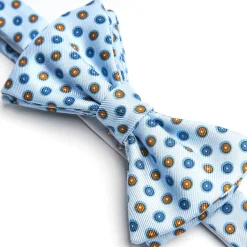 PAPILLON ANNODATO IN SETA AZZURRO Microfantasia fiore