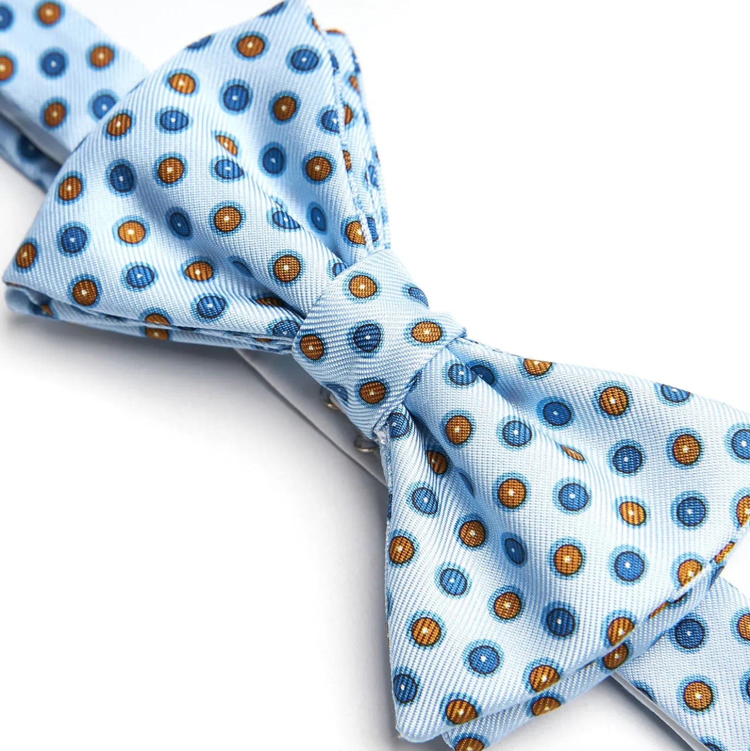 PAPILLON ANNODATO IN SETA AZZURRO Microfantasia fiore