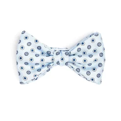 PAPILLON ANNODATO IN SETA AZZURRA Microfantasia geometrica