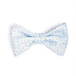 PAPILLON ANNODATO IN SETA AZZURRA Microfantasia fiore