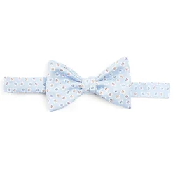 PAPILLON ANNODATO IN SETA AZZURRA Microfantasia fiore