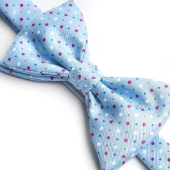 PAPILLON ANNODATO IN SETA AZZURRO Microfantasia geometrica