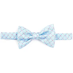 PAPILLON ANNODATO IN SETA AZZURRO Microfantasia geometrica